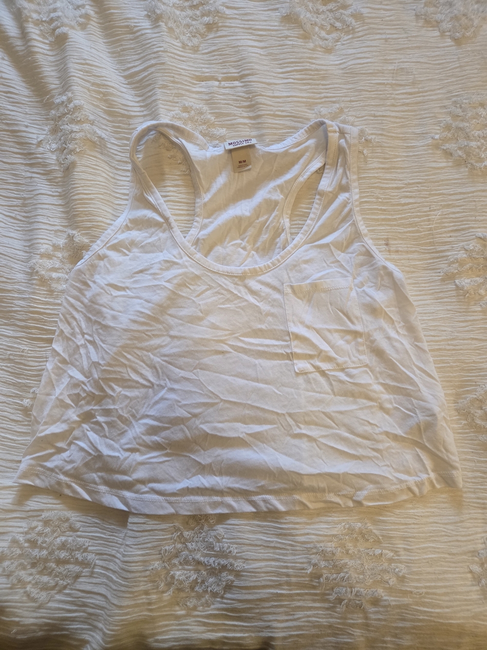 Mossimo Supply Co White Racerback Pocket Crop Tank
